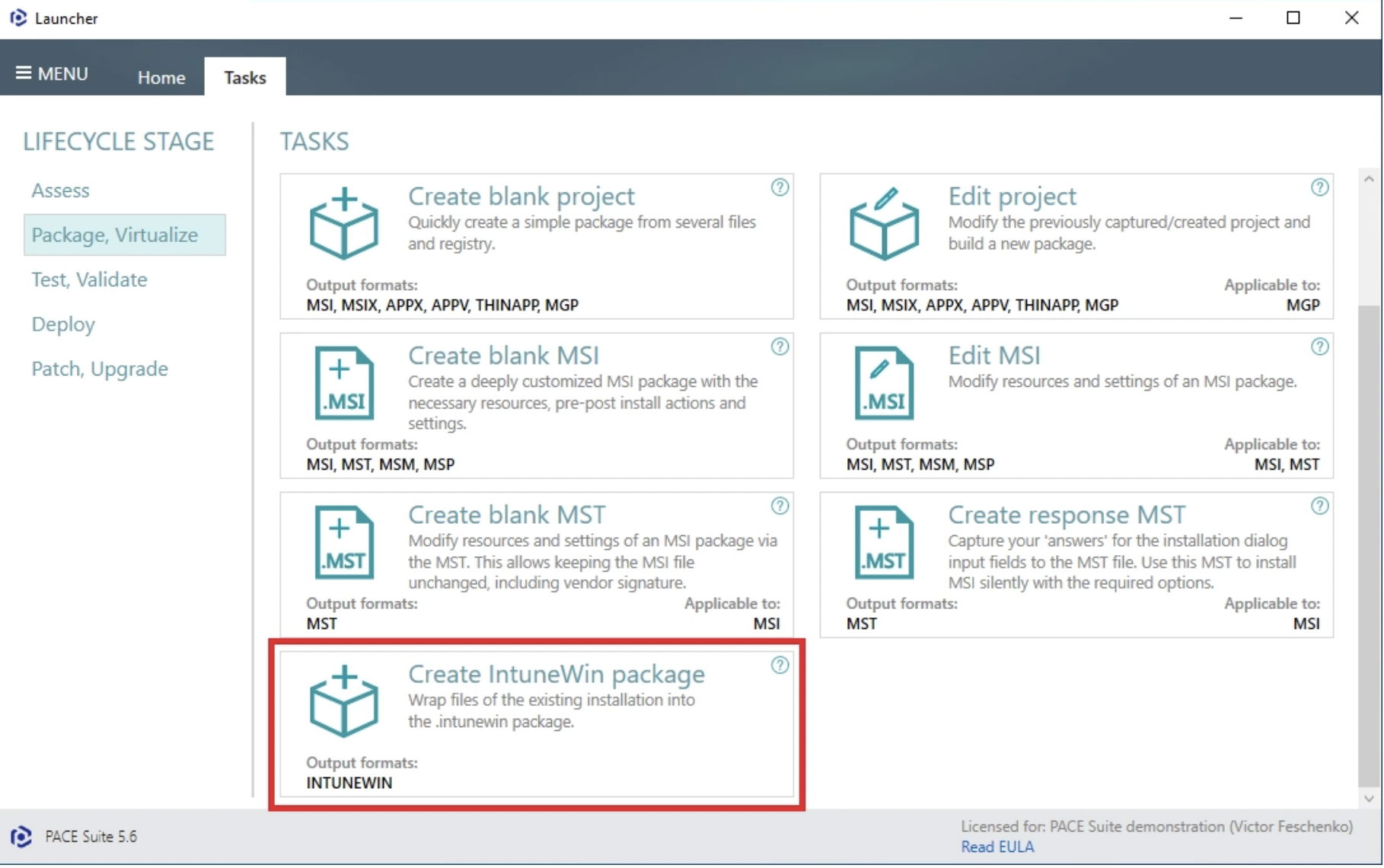 screenshot of PACE Suite